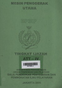 Mesin Penggerak Utama : Tingkat Ijazah ATT - IV